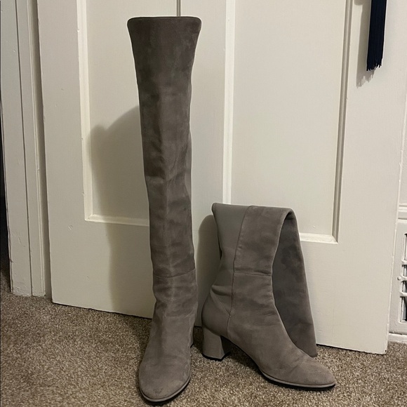 Stuart Weitzman Shoes - Stuart Weitzman Gray Knee/Riding Boots